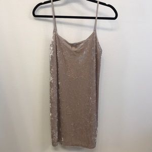 Zara Velvet Beige Tan Dress Small NWT